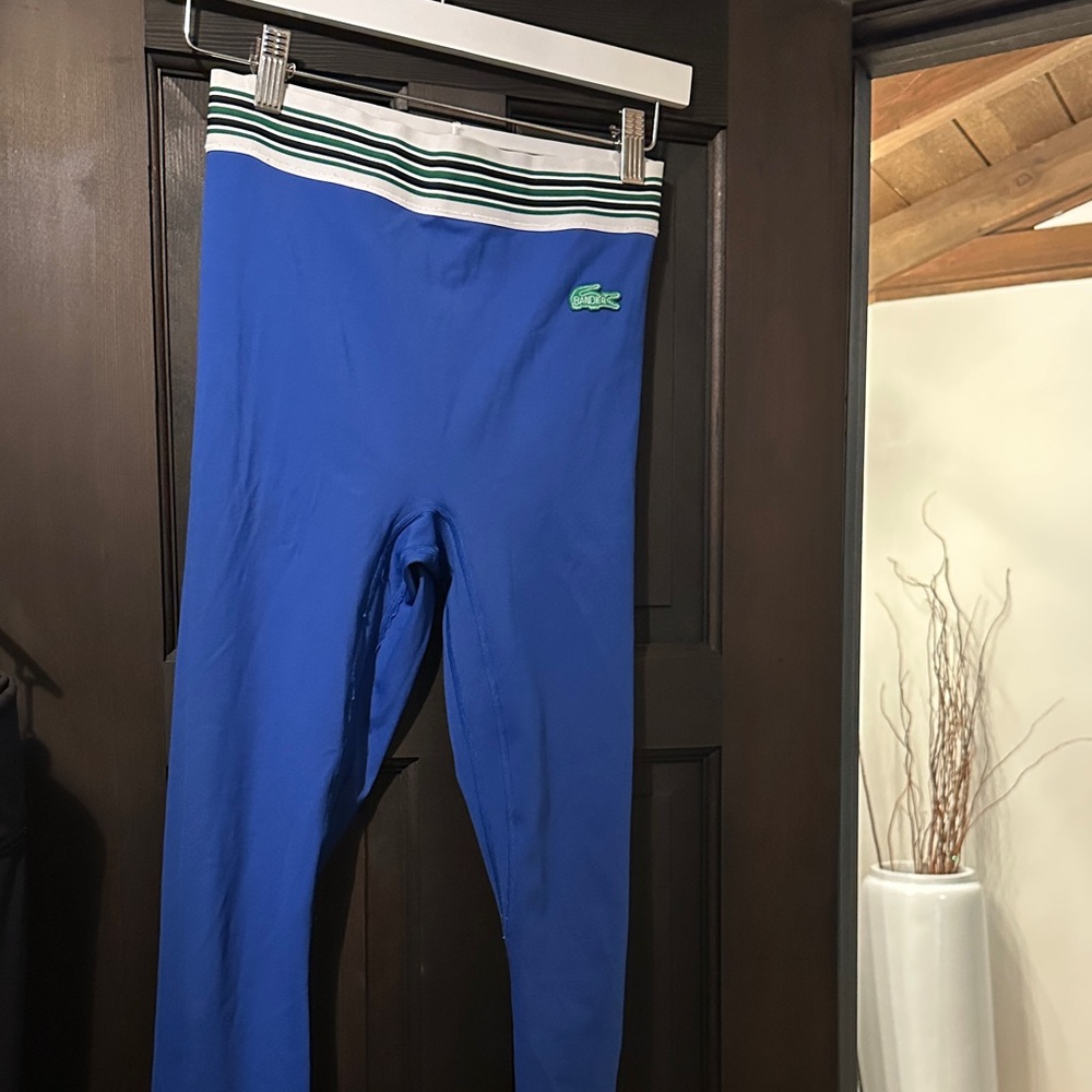 Lacoste/Bandier Leggings in Blue with Green Logo